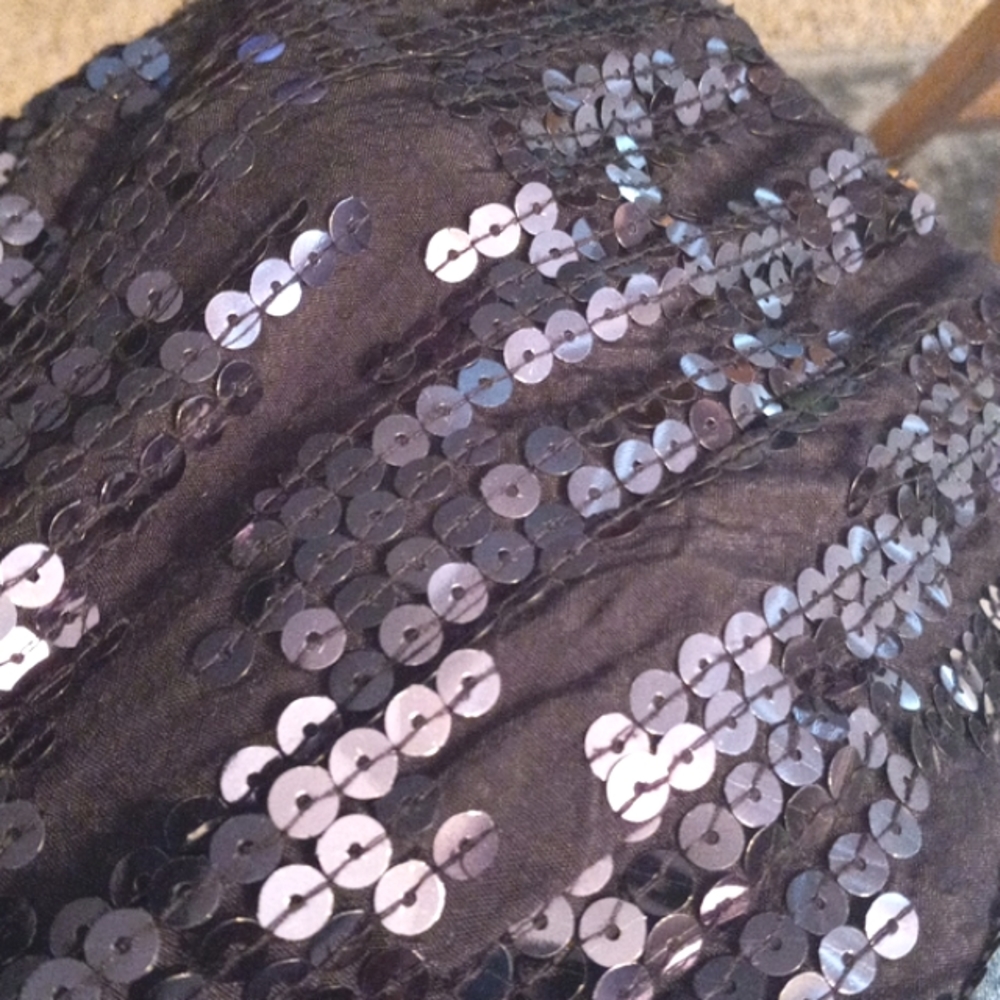Culture, Black Dress with Sequins 10" up from the Bottom. SILK Size Med - Picture 8 of 10